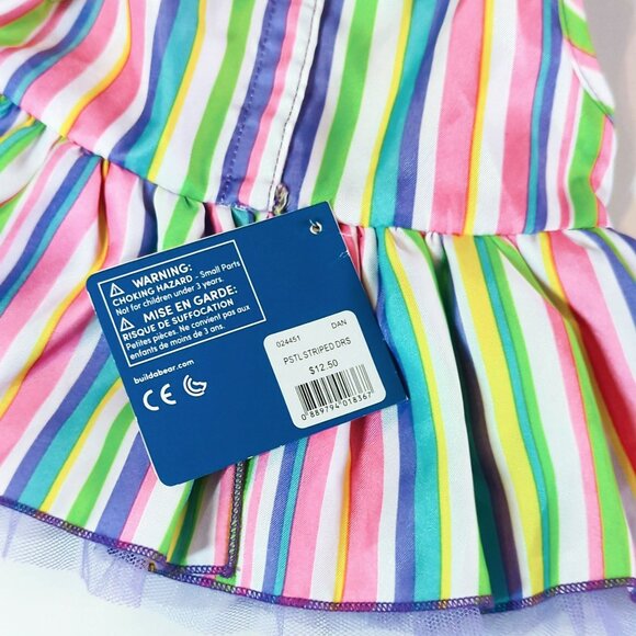 Build-A-Bear Workshop Easter Spring Pastel Striped Dress For Plush Dolls - Picture 4 of 4